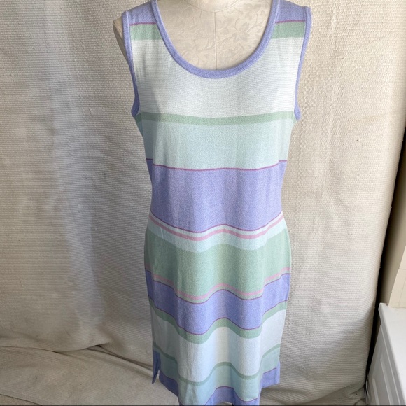 St. John 12 Pastel Striped Santana Knit Tank Dress - Picture 8 of 8